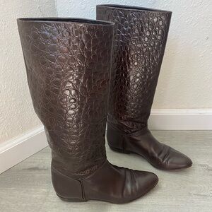 Vintage Hana Mackler Brown leather flat boot size 9